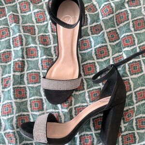 Black rhinestone heels